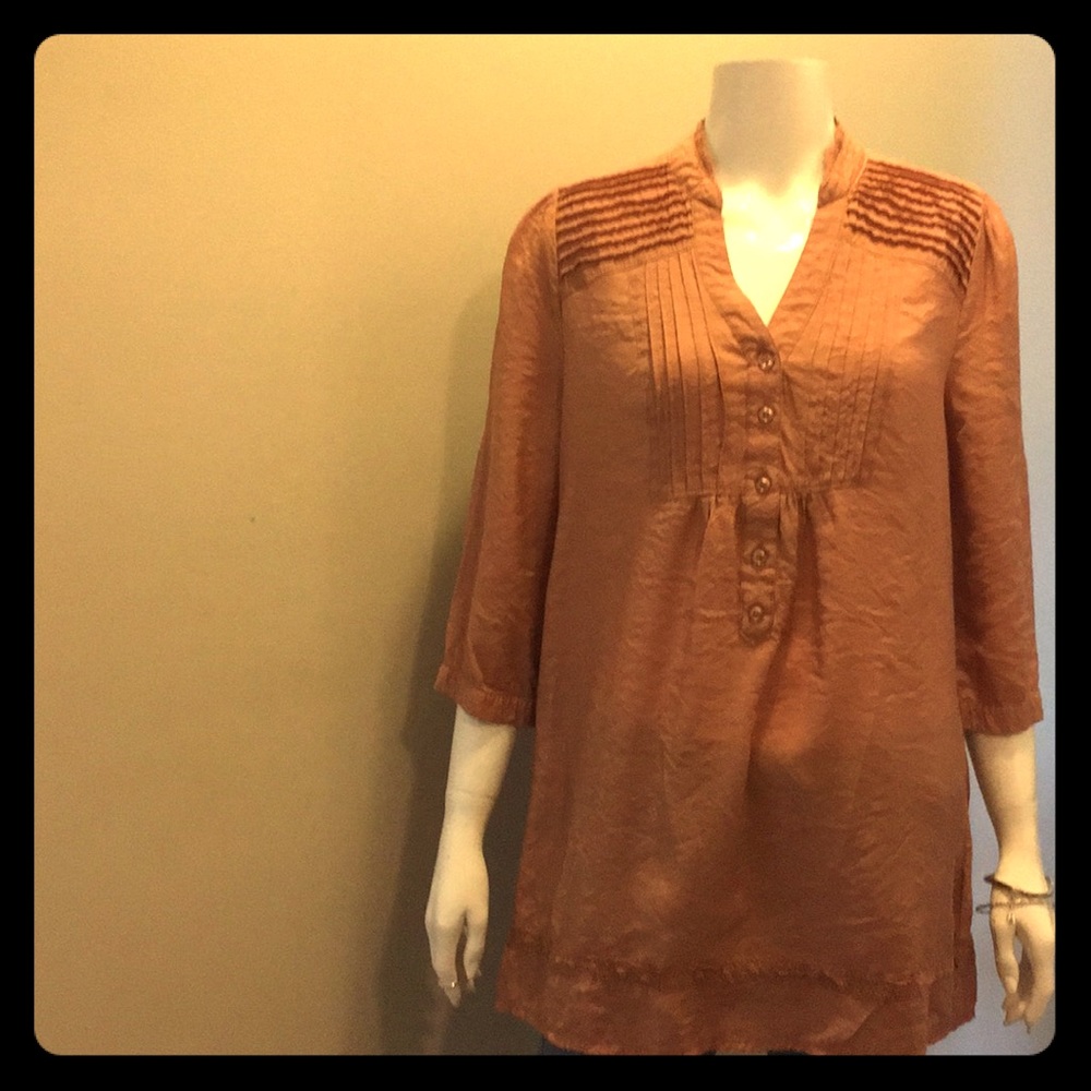 Dark Tan ruffled blouse with Flowy look👀 and feel